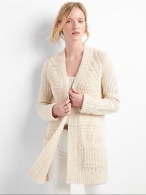 Cozy Open-Front Cream Knit Cardigan Sweater